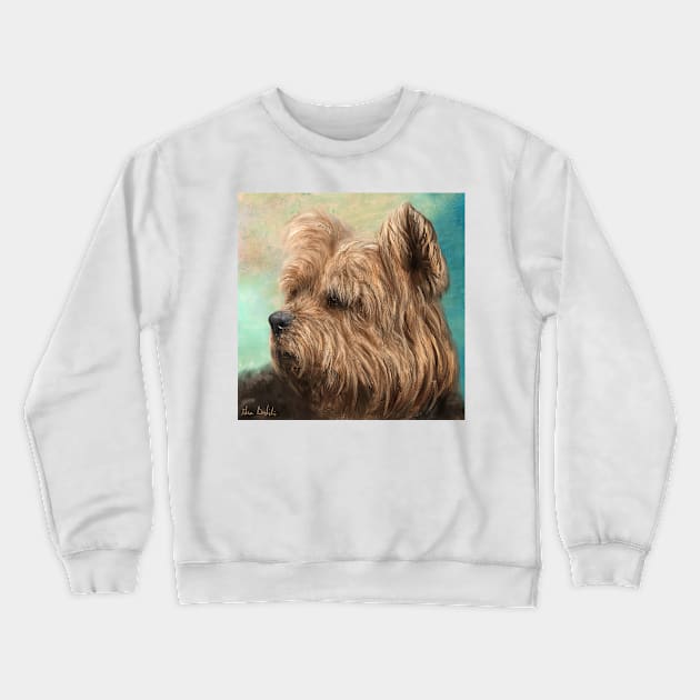 Painting of a Cute and Hairy Yorkshire Terrier Crewneck Sweatshirt by ibadishi